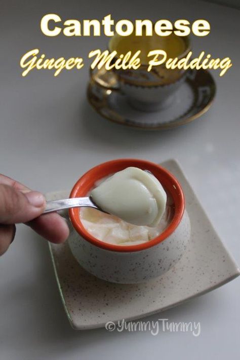 Cantonese Ginger Milk Pudding Recipe - Ginger Milk Curd - Ginger Pudding Recipe, Ginger Pudding, Ginger Desserts, Milk Pudding Recipe, Ginger Milk, Milk Recipes Dessert, Milk Curd, Hot Desserts, Milk Pudding