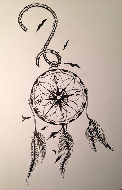 day one hundred wellspryng.wordpress.com Compass Dreamcatcher, Atrapasueños Tattoo, Dreamcatcher Tattoos, Clock Tattoos, Compass Drawing, Dream Catcher Tattoo Design, Compass Tattoo Design, Foot Tattoos For Women, Dream Catcher Tattoo