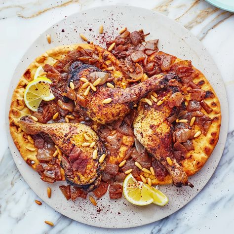 Chicken With Onions, Sumac Chicken, Arabisk Mad, Slow Cooked Chicken, Flatbread Recipes, Onion Recipes, Middle Eastern Recipes, Chicken Seasoning, Flatbread