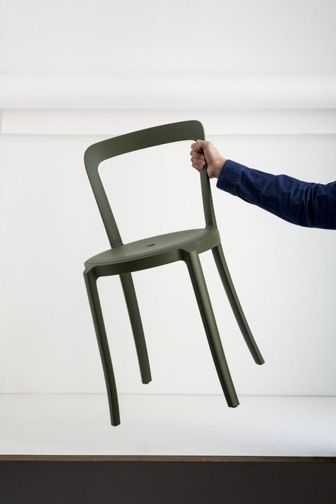 Sustainable design - recyclable chair - Barber & Osgerby. My favourite minimalist furniture launches at Milan Design Week 2019 – part 2 Barber Osgerby, Plastic Stool, Plastic Chairs, Drop Leaf Dining Table, Old Chairs, Milan Design, Stackable Chairs, Minimalist Furniture, Cafe Chairs