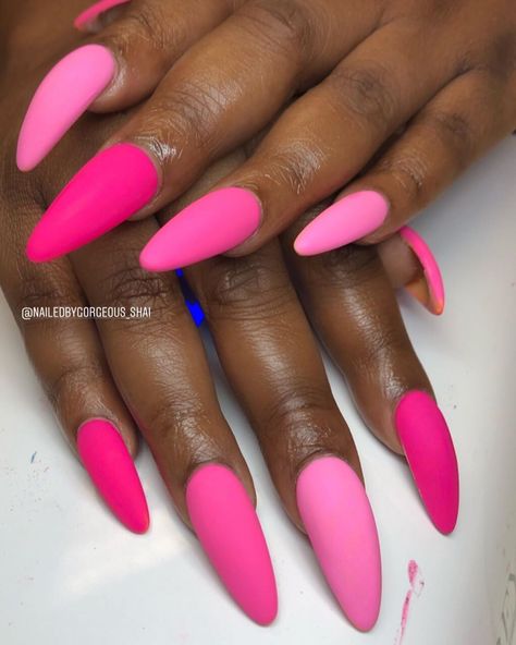 3 Shades of Pink💕💕💕 • #nailsbygorgeousshai #blackgirlsdonails #pinknails #mattenails #cincynails #nailsofinstagram Different Shades Pink Nails, 50 Shades Of Pink Nails, Multiple Shades Of Pink Nails, Pink Nails Different Shades, Multi Shade Pink Nails, Different Shades Of Pink Nails, Different Shades Of Pink, Dipped Nails, Matte Nails