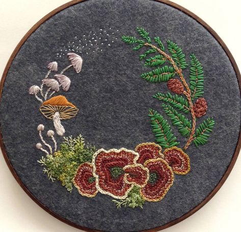 Mushroom Wreath, Hoops Embroidery, Hoop Wall Art, Planner Vintage, Wreath Embroidery, Embroidery Hoop Wall, Embroidery Hoop Wall Art, Hungarian Embroidery, Blog Designs