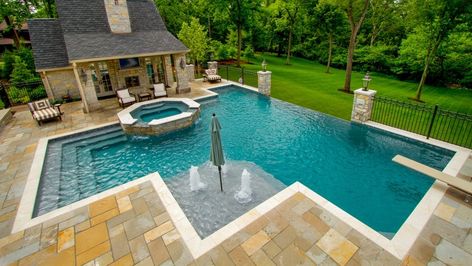 Large Backyard Landscaping, Diy Swimming Pool, Backyard Pool Landscaping, Large Backyard, Dream Pools, Backyard Pool Designs, Swimming Pools Backyard, Pool Design, Swimming Pool Designs