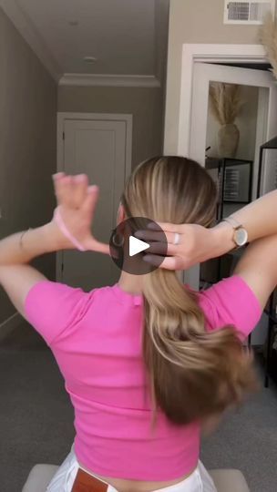 23K views · 333 reactions | Slowly 💖 💁‍♀️ Gather hair into a low ponytail and hold it with your dominate hand. Pull hair elastic over ponytail just enough to create a mini loop. Place non-dominate hand inside elastic as you swoop the hand under the ponytail. Drive hand counter-clockwise as you collect the ponytail onto the elastic. Twist one time. Place elastic (currently wrapped with hair) over the mini loop you created in the first step. Voila! #hair #hairtutorial #hairstyles #hairlove #hair #hairstylist #reelslovers #reelsvideo #reelfb #reelsfb #reels #fypシ゚ | Cam1 | Cam1 · Original audio Braids Side, Hair Cuts And Color, Gray Hairstyles, Counter Clockwise, Braid Inspiration, Hairstyles Bun, Hair Elastic, Messy Buns, Side Swept