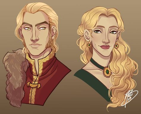 Joanna and Tywin. Joanna Lannister, Lannister Art, Tywin Lannister, House Lannister, Hand Of The King, Fire Fans, I Love Games, Asoiaf Art, Gra O Tron