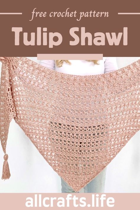 Crochet Vintage Tulip Shawl Crochet Shaw, Lace Shawl Pattern, Lace Shawls, Crochet Lace Shawl, Crochet Baby Hat Patterns, Popular Crochet, Crochet Shawl Pattern Free, Crochet Turtle, Crochet Shawls And Wraps