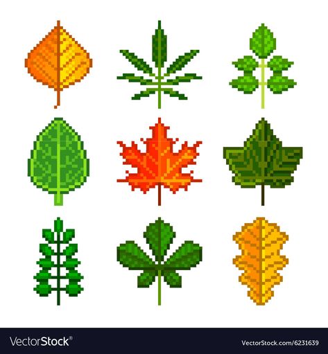 Pixel Leaf, Pixel Leaves, Image Pixel Art, Nasa Wallpaper, Pixel Art Tutorial, Hama Beads Design, Diy Science, Crochet Wall Hangings, Needlepoint Tapestry