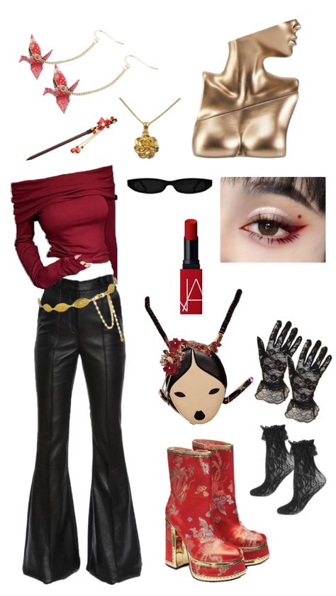 Koi red playboy boots outfit inspo, Chinese new year style inspired Chinese New Year Outfit Fashion, Chinese New Year Outfit Ideas, Chinese New Year Outfits, Chinese New Year Fashion, Heeled Boots Outfit, Red Heeled Boots, Cny Photoshoot, Lunar New Year Outfit, Red Heel Boots