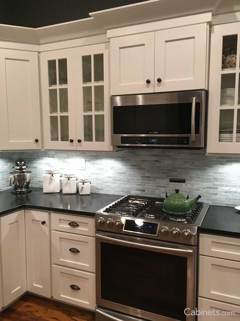 Shaker II Maple Bright White Shaker Style Kitchen Cabinets White, Kitchen Cabinets Shaker Style, Light Cabinets, Style Kitchen Cabinets, Shaker Style Kitchen Cabinets, Shaker Style Kitchen, Kitchen Cabinets For Sale, Dark Countertops, Shaker Style Cabinets