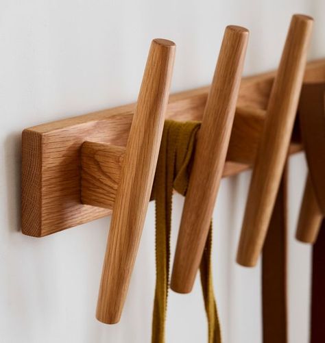 Hook | Rejuvenation Teak Bathroom Accessories, Bathroom Lighting Sconces, Bathtub Storage, Vintage Living Room Furniture, Wall Coat Rack, Wood Clothes, Hook Rack, Storage Hooks, Vintage Storage