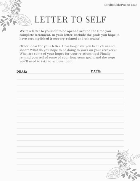 Free therapy worksheet - PDF download - for clinical use or self-help Letter To Self Therapy, Self Help Worksheets Printables Free, Therapy Workbooks Free Printable, Therapy Worksheets For Adults, Self Development Worksheets, Self Help Worksheets, Self Love Worksheet, Counselling Worksheets, Letter To Self