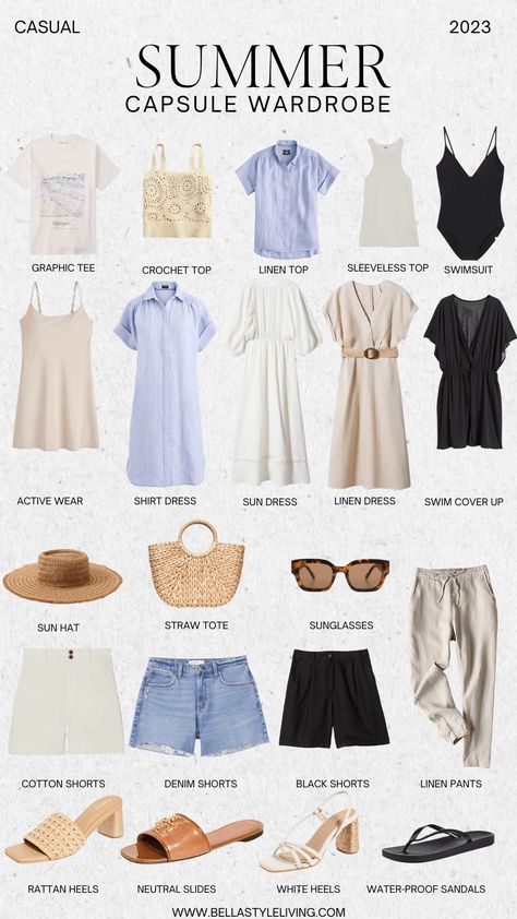 Beachy Capsule Wardrobe, Summer Beach Wardrobe, Bahamas Capsule Wardrobe, Euro Summer Wardrobe, Chic Summer Capsule Wardrobe, Nautical Capsule Wardrobe, Summer Weekend Capsule Wardrobe, All Inclusive Capsule Wardrobe, 2023 Summer Wardrobe