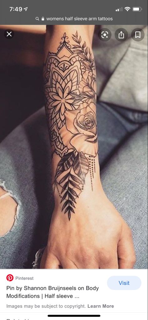 Unique Half Sleeve Tattoos, Flower Wrist Tattoos, Tattoos For Women Half Sleeve, Forearm Tattoo Women, Tattoo Bracelet, Arm Sleeve Tattoos, Arm Tattoos For Women, Sleeve Tattoos For Women, Tattoo Sleeve Designs