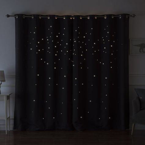 Harriet Bee Jayme Star Cut Out Blackout Thermal Grommet Curtain Panels & Reviews | Wayfair Noir Bedroom, Star Cut Out, Light Pattern, Space Room, Colorful Curtains, Grommet Curtains, Light Control, Room Ideas Bedroom, Bedroom Themes