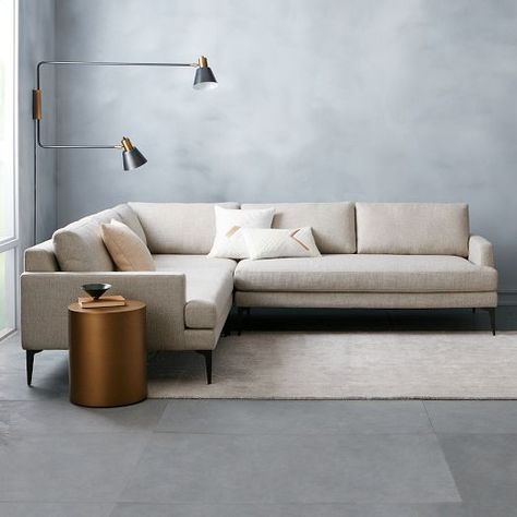 Andes Upholstered Furniture Collection | West Elm Deep Seated Sectional West Elm, Small Living Room Decor Sofas, Sofa Small Living Room, Small Couches Living Room, Sofa For Small Spaces, Deep Sectional Sofa, Small Space Sectional Sofa, Deep Seated Sectional, Modern Sectional Sofas