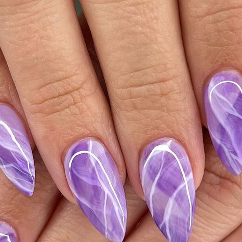 Amethyst Inspired Nails, Stone Nails Designs, Amethyst Nails, Marble Nail Art, Crystal Nails, Marble Nails, Light Show, Amethyst Stone, White Out