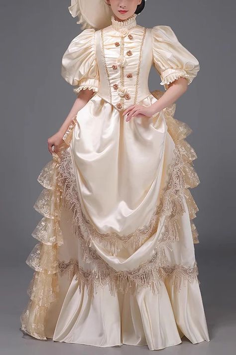 European Style Long Sleeves Multi-layer Ruffle Classic Elegant Princess Victorian Dress 3 Colors – LolitaInside European Vintage Dress, Early 1700s Dresses, Princess Dress Ideas, White Victorian Dress, Princess Dress Short, Victorian Era Dresses, Victorian Dresses, Classic Halloween Costumes, Old Fashion Dresses