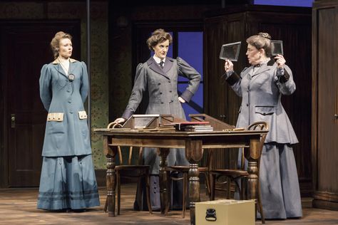 Henrietta Leavitt (Elena Wright), Annie Cannon (Sarah Dacey Charles), and… Annie Set Design, Annie Jr Set Design, Henrietta Swan Leavitt, Henrietta Leavitt, Amelia Earhart Night At The Museum, Annie Orphanage Set Design, Star Plates, Silent Sky, Suffrage Movement