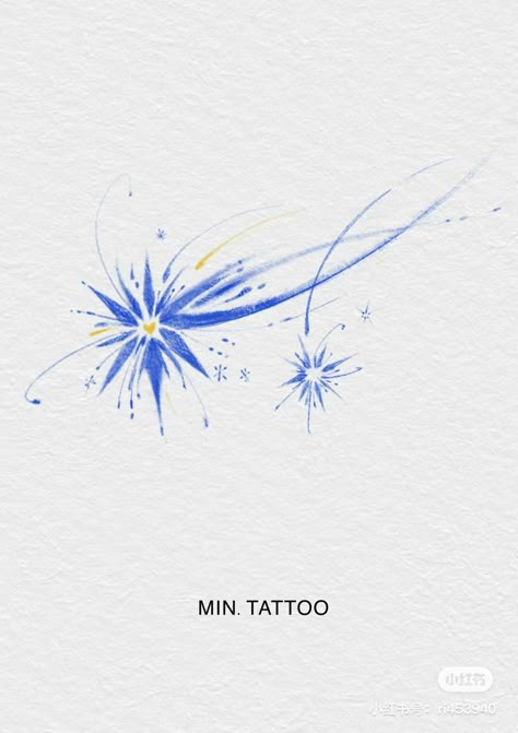 Fireworks Tattoo Ideas, Blue Star Tattoo, Shooting Star Tattoos, Shooting Star Drawing, Star Tattoo Ideas, Firework Tattoo, Shooting Star Tattoo, Castle Tattoo, Cute Little Tattoos