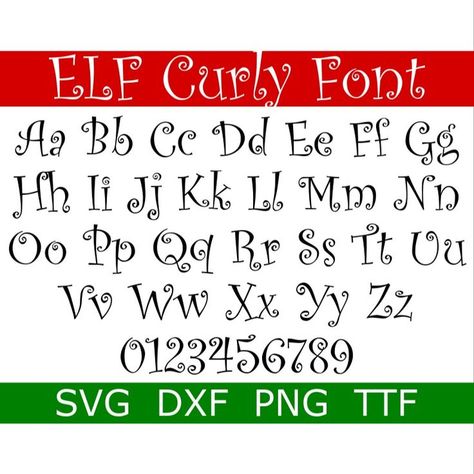 Elf Font Alphabet, Grinch Fonts Free, Holiday Fonts Alphabet, Elf Font, Holiday Alphabet Font, Curly Font, Christmas Fonts Alphabet, Merry Christmas Font, Valentine Font