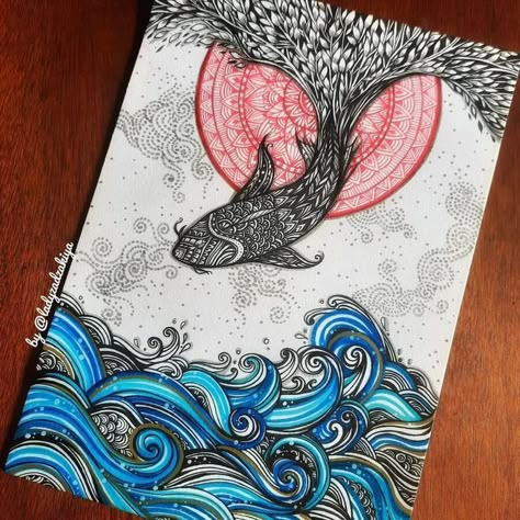 color mandala zentangle and doodle drawing Drawing Of A Fish, Color Mandala, Mandala Zentangle, Pen Art Work, Zen Doodle Patterns, Easy Mandala Drawing, Mandala Doodle, Boho Art Drawings, Mandala Art Therapy