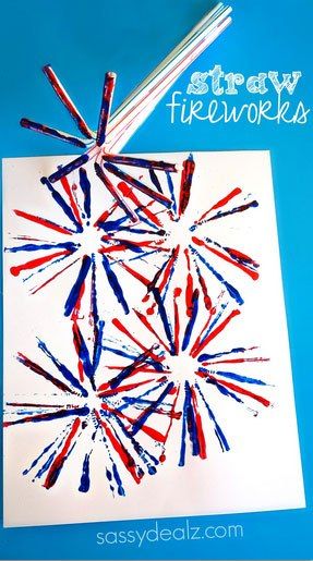 fun and easy Fourth of July crafts for kids - It's Always Autumn Fireworks Craft For Kids, Firework Painting, Fourth Of July Crafts For Kids, Fireworks Craft, Rocks Landscaping, Fireworks Art, Landscaping Florida, 4th July Crafts, Storage Sheds