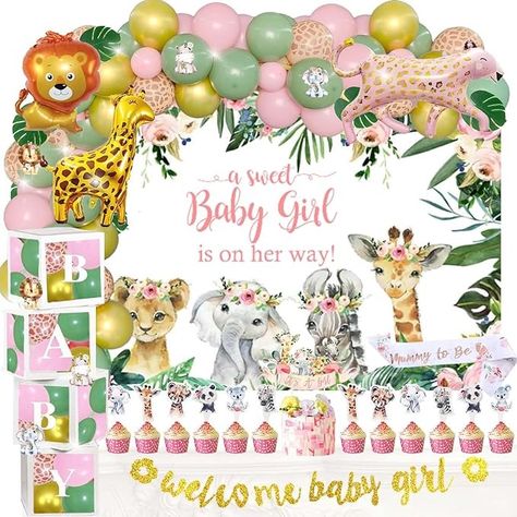 Amazon.com: 149 PCs Safari Baby Shower Decorations for Girl, Fiesec Jungle Themed Décor Backdrop Balloon Garland Arch Artificial Leaves Box Cutout Glitter Banner Cake Topper Sash Lion Cheetah Giraffe Pink : Home & Kitchen Safari Baby Shower Girl, Baby Shower Decorations For Girl, Backdrop Balloon Garland, Safari Baby Girl, Safari Baby Shower Decorations, Jungle Balloons, Backdrop Balloon, Jungle Safari Baby, Jungle Safari Baby Shower