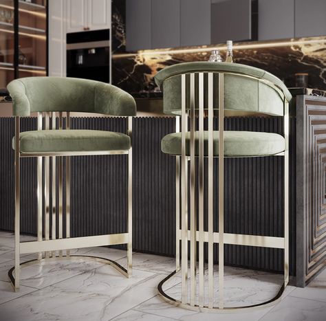 Luxury Bar Stools - Juliettes Interiors Luxury Bar Stools, Deco Room, London Interior Design, Luxury Dining Chair, Art Deco Interior Design, London Interior, Luxury Bar, Interior Design Guide, Wall Art Lighting