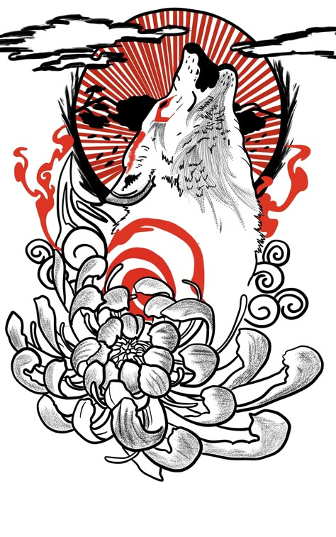 #okami #tattoo Gumiho Tattoo Design, Wolf Tattoo Japanese, Japanese Wolf Tattoo, Amaterasu Tattoo, Okami Tattoo, Okami Tattoo Ideas, Okami Tattoo Amaterasu, Inari Okami Art, Okami Art