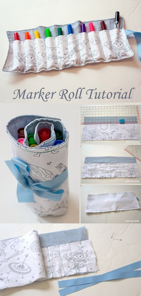 Marker Roll Up Tutorial Diy Sewing Stocking Stuffers, Diy Marker Holder, Pen Case Diy, Coloring Fabric, Marker Holder, Diy Marker, Pencil Roll, Crayola Markers, Pencil Holders