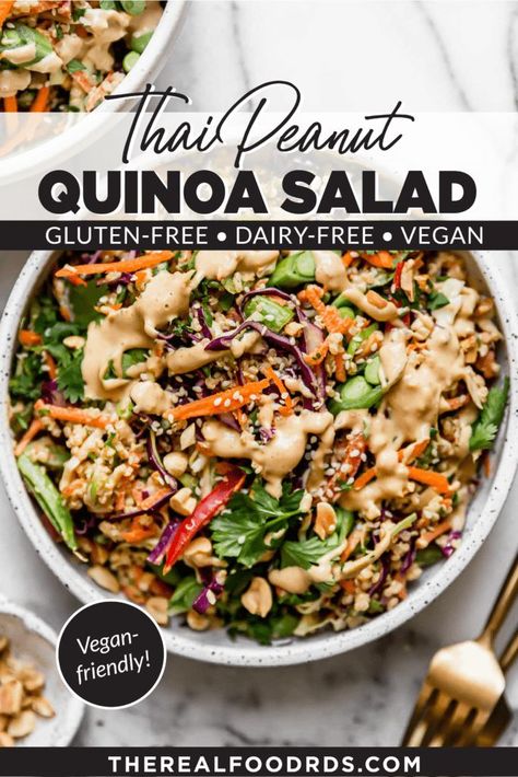 Peanut Quinoa Salad, Best Salads, Weekend Meal Prep, Greek Quinoa Salad, Colorful Veggies, Real Food Dietitians, Peanut Dressing, Thai Peanut, Tasty Meat