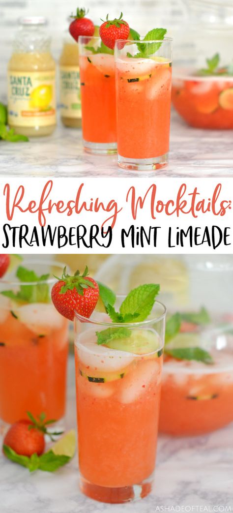 Mint Limeade Recipe, Mint Limeade, Sparkling Strawberry Lemonade, Cucumber Lemonade, Strawberry Limeade, Limeade Recipe, Lime Lemonade, Drink Recipies, Mint Drink