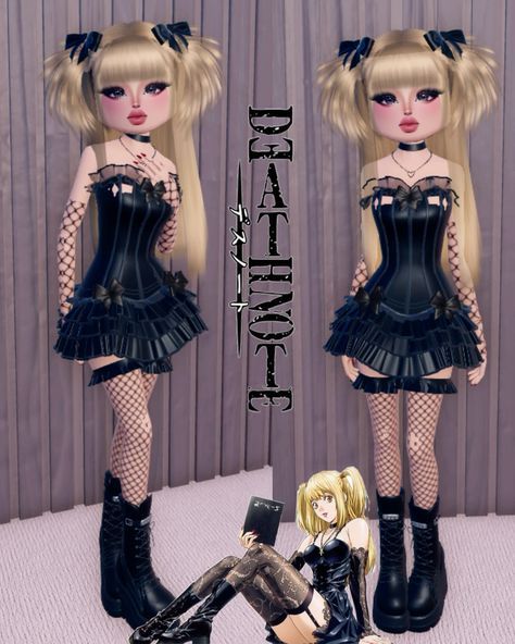 My Style Dress To Impress, Misa Dti Outfit, Dti My Idol Outfit Ideas, Dti Roblox Cosplay, My Idol Outfit, Dress To Impress Outfits Characters, Cosplay Dti Outfit Ideas, Misa Amane Dress To Impress, Di Top Model