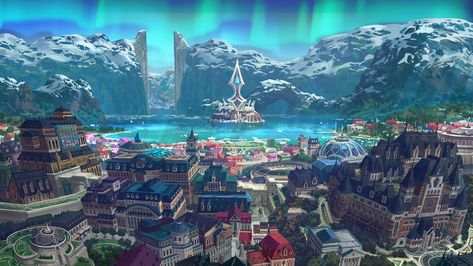 ArtStation - A little fantasy city, Junhyuk Lim Fantasy Cities, Forest Village, Architecture Icons, Episode Backgrounds, Character Inspiration Male, Desktop Wallpaper Art, Magic City, Fantasy City, Fantasy Castle