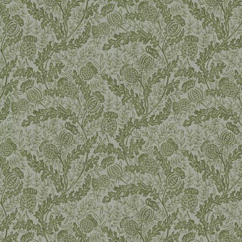 Mulberry Thistle - Green/Teal | Kravet Thistle Wallpaper, Fabric Covered Walls, Scottish Style, Mulberry Home, Style Wallpaper, Teal Wallpaper, Bath Pillows, Teal Background, Fabric Houses