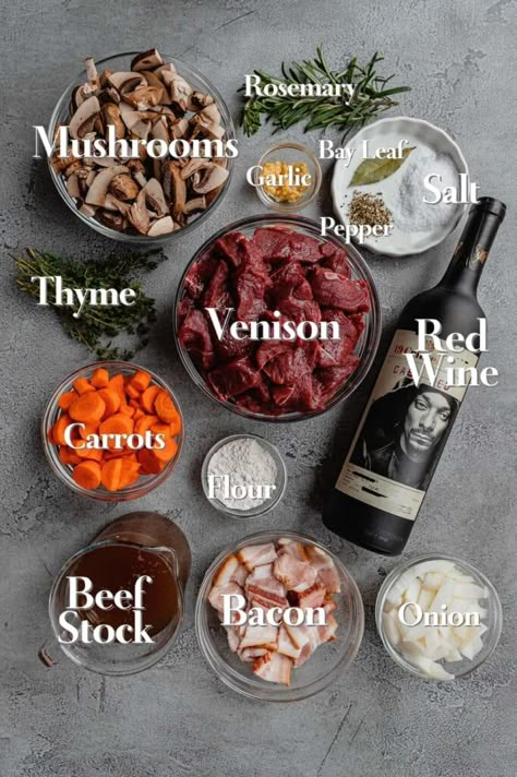 Venison Bacon, Beef Burgundy, Elk Recipes, Venison Stew, Venison Roast, Deer Recipes, Deer Meat Recipes, Deer Meat, Wild Game Recipes