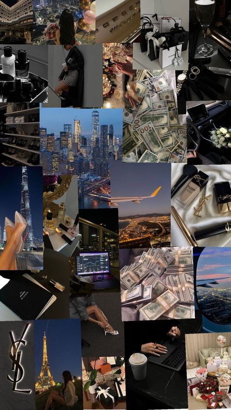 This pinis about business,money and how you should work hard to get to your goal. Success Collage, Wealth Wallpaper, Vision Board Diy, Vision Board Collage, Dream Life Goals, Business Vision Board, Money Vision Board, Vision Board Wallpaper, Career Vision Board