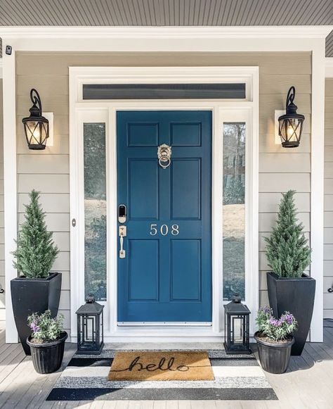 11 Fun Front Door Colors for Instant Curb Appeal - Chaylor & Mads Fun Front Door Colors, Fun Front Door, Bright Front Doors, Best Front Door Colors, Tan House, Exterior Door Colors, Best Front Doors, Blue Front Door, Front Door Paint Colors