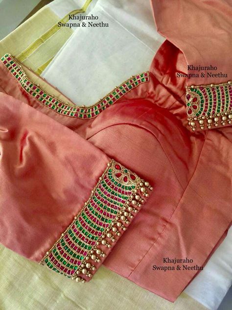 Pink Blouse Design, 50 Blouse Designs, Onion Pink, Patch Work Blouse Designs, Mirror Work Blouse Design, Mirror Work Blouse, Maggam Work Designs, Best Blouse Designs, Aari Designs