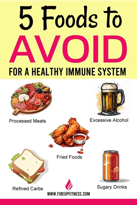 5 Foods to Avoid for a Healthy Immune System 🍎🚫 Immunity Building Foods, Boosting Immune System, Building Immune System, Immune Boosting Foods, Healthy Immune System, Boost Immunity, Boost Immune System, Processed Meat, Foods To Avoid