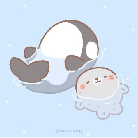 Orca Art, Cute Seals, Cute Animal Drawings Kawaii, Cute Doodles Drawings, Chibi Drawings, Cute Little Drawings, Cute Animal Drawings, Cute Creatures, Kawaii Art