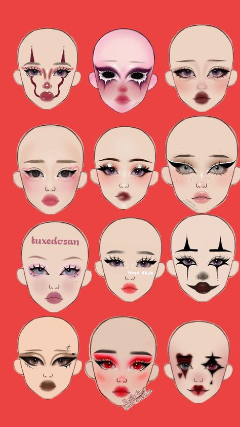 caras aesthetic Cool Make Up Looks, Makeup Map, Derby Makeup, Edgy Eye Makeup, Art Hairstyles, Makeup Drawing, Learn Makeup, Makeup Face Charts, Face Charts