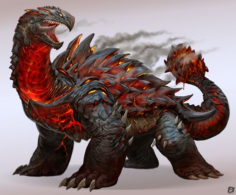 Magma Dragon, Mutated Animals, Dragon Turtle, Fantasy Things, Image Spiderman, Beast Creature, Creatures Art, Creature Artwork, Kaiju Art