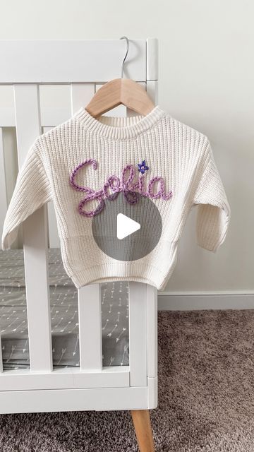 Embroidered Sweater Diy, Embroidered Sweaters, Embroidery Yarn, Monogram Sweater, Boy Diy, Diy Embroidery Kit, Toddler Sweater, Embroidery Sweater, Baby Monogram