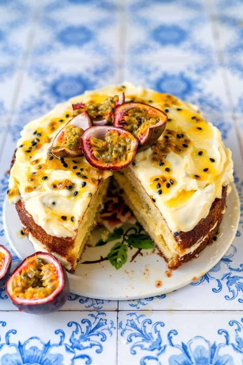 Passion Fruit Sorbet, Fruit Cake Recipe Easy, Passion Fruit Cake, Cake Recipe Easy, Fruit Cake Recipe, Passionfruit Recipes, Fruit Syrup, Cake Stall, Passion Fruit Syrup