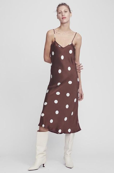 25 Polka-Dot Outfits to Try This Spring — Plus, Our Favorite Pieces Starting at $12 Dots Outfit, 90s Slip Dress, Silk Laundry, Sheer Jacket, Polka Dots Outfit, Dresses Silk, Polka Dot Jumpsuit, Dot Print Dress, Sleeveless Shirt Dress