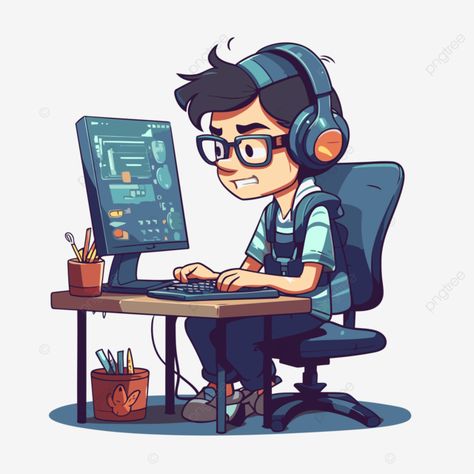 coder clipart boy working with computer game on the desk vector Computer Clipart, Game Tester Jobs, Computer Logo, Clipart Boy, Computer Vector, Speaker Bluetooth, Website Images, Computer Game, Photo Clips