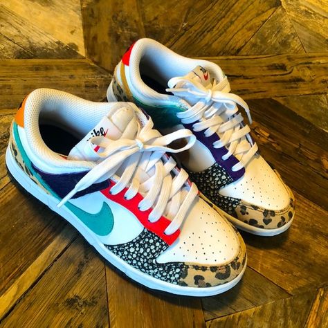 Limited edition Women’s size 5 Nike Dunk Low Safari Mix Safari Dunks, Dunks Outfit, Pretty Sneakers, Back To School Shoes, Safari Print, Nike Dunk Low, School Shoes, Leopard Pattern, Nike Sneakers