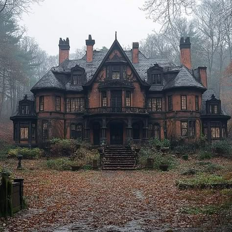 Old Victorian Mansions, Dark Cottagecore House, Goth Houses, Gothic Mansion, Mansion Exterior, Storybook Homes, Creepy Houses, Victorian Mansion, Pretty Houses