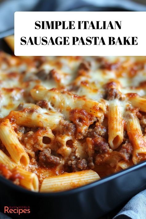 Sausage Pasta Bake is a comforting and hearty recipe that’s perfect for weeknight dinners or a family-friendly meal. Italian Sausage Recipes Easy, Ground Italian Sausage Recipes, Italian Meat Dishes, Italian Sausage Pasta Bake, Italian Sausage Casserole, Italian Sausage Recipes Pasta, Baked Italian Sausage, Easy Sausage Recipes, Ground Sausage Recipes